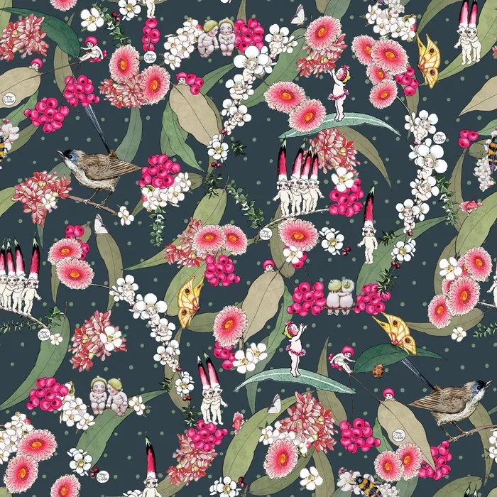 Patchwork Fabric May Gibbs Native Berries Dark 1012