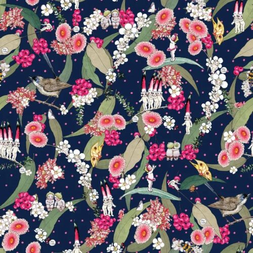 Patchwork Fabric May Gibbs Native Berries Navy 1013