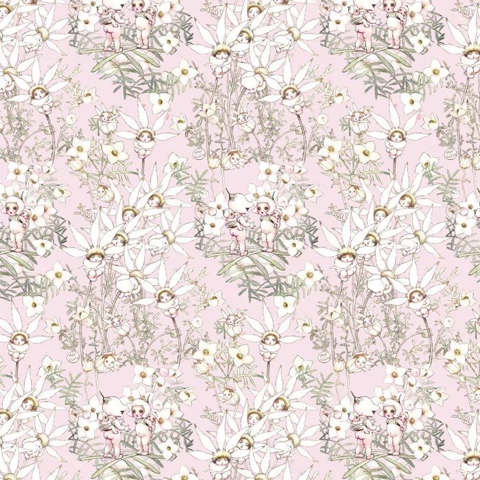 Patchwork Fabric May Gibbs Pastel Flowers Pink 1020