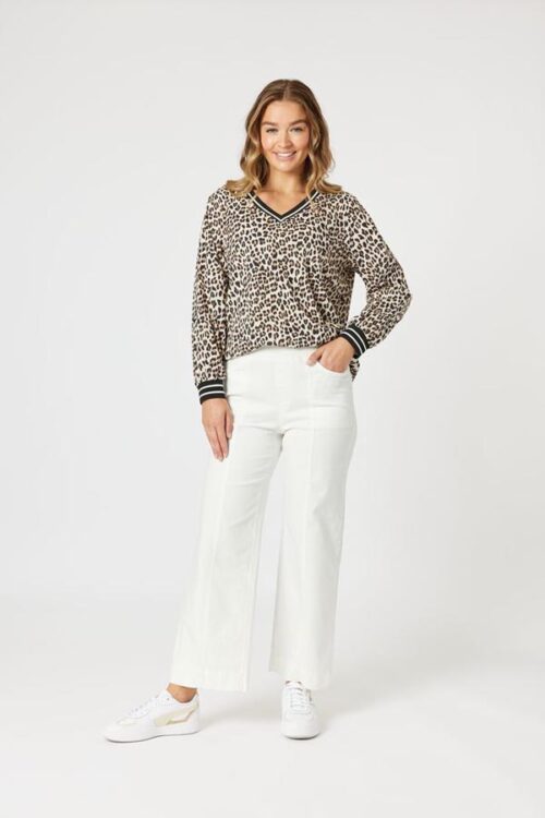 Threadz Le Marais V Neck Print Top 48255