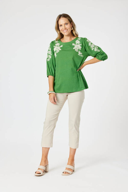 Clarity Jill Embroidered Tee Elm 47849