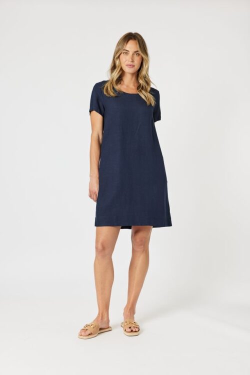 Gordon Smith Lino Stitch Dress Navy 47951