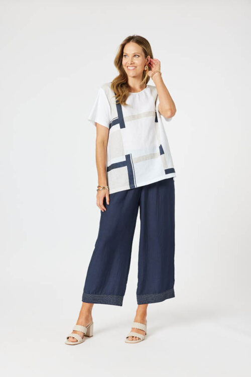 Clarity Geometric Top Navy & White 48237