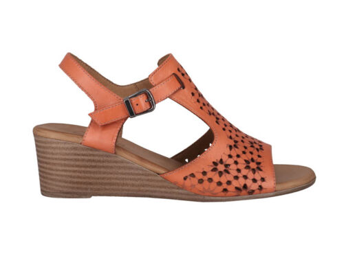 Cabello Princeton Wedge Heel Orange Sandal