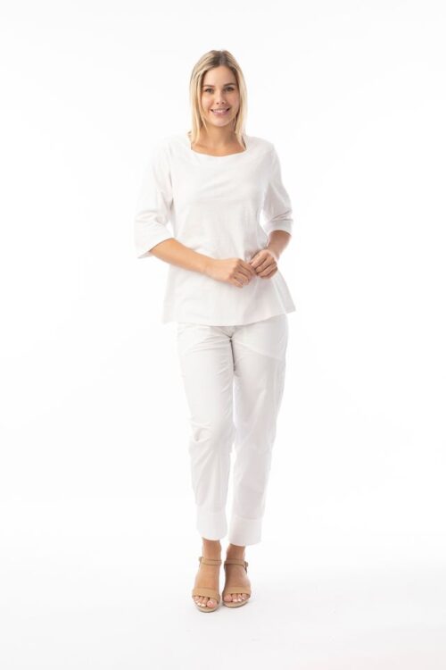 Orientique Knit Essentials White Elbow Length T-Shirt 92131