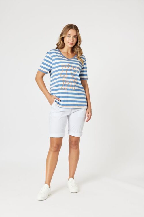 Threadz Love & Kisses Blue & Natural Tee 47928