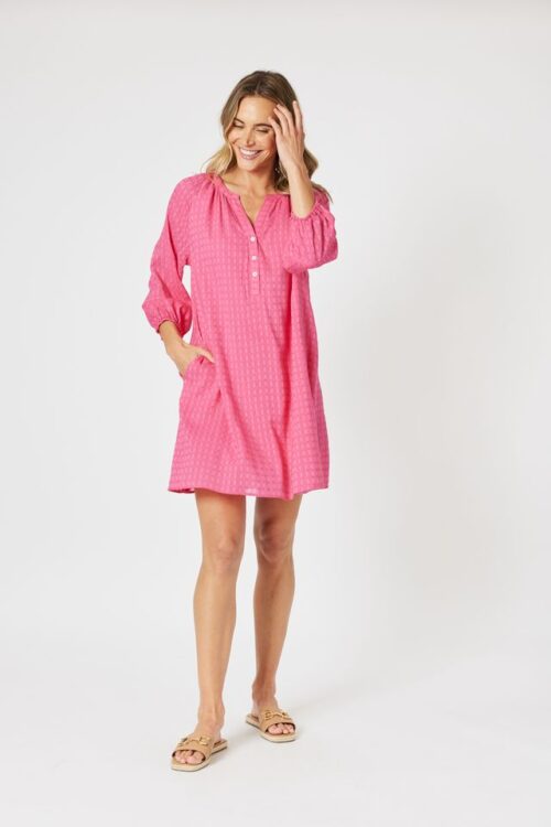 Gordon Smith Mykonos Check Dress Peony 48278