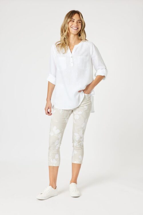 Gordon Smith Ava Linen White Button Shirt 48135