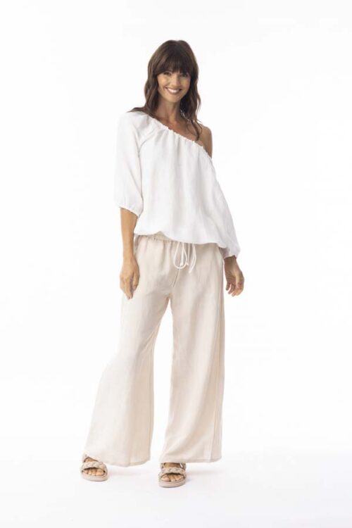 Orientique Linen Sand Wide Leg Pant 76070S