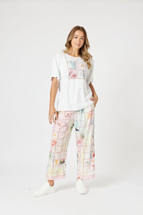 Threadz Capri Print Pant Pastel Multi 48022