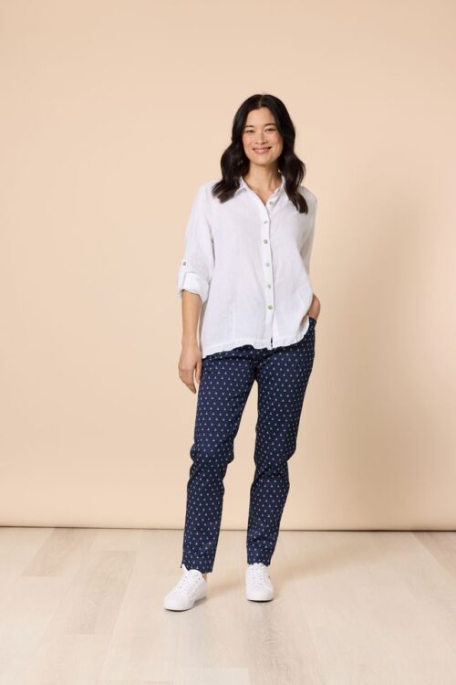 Gordon Smith Navy & White Cherry Print Pant 48545