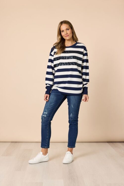 Clarity Navy & Ivory Riviera Sweatshirt 48977