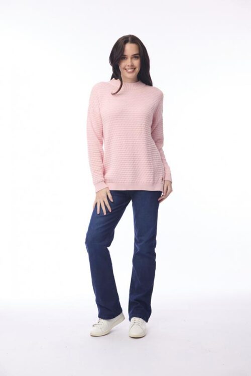Orientique Knit Jumper Waffle Blush Pink 1334