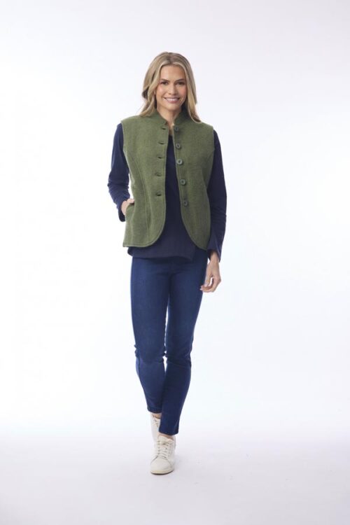 Orientique Wool Knit Vest Olive 1336