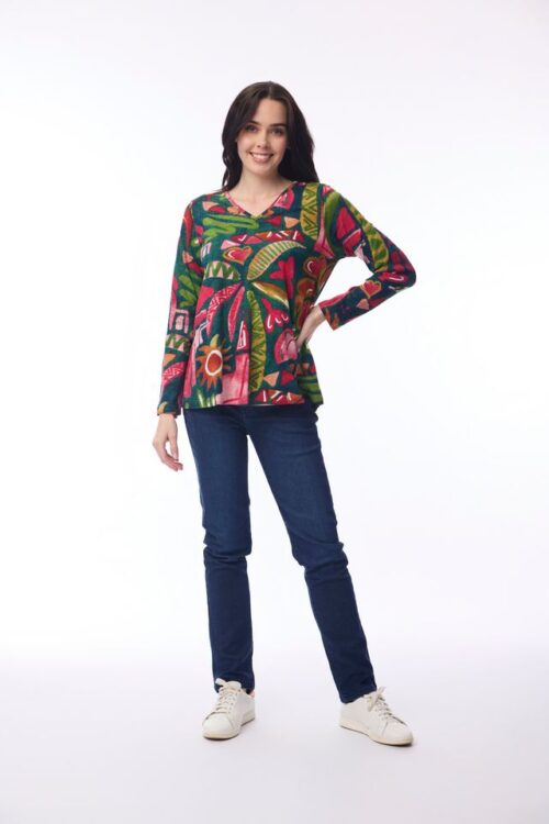 Orientique Tee Contemporary V-Neck 23142 Tropical Fun