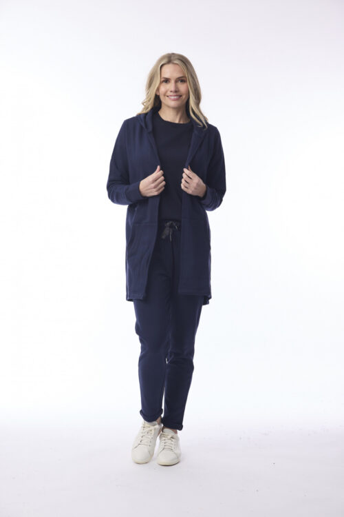 Orientique Terry Knit Sweat Shirt Hooded Navy 52713