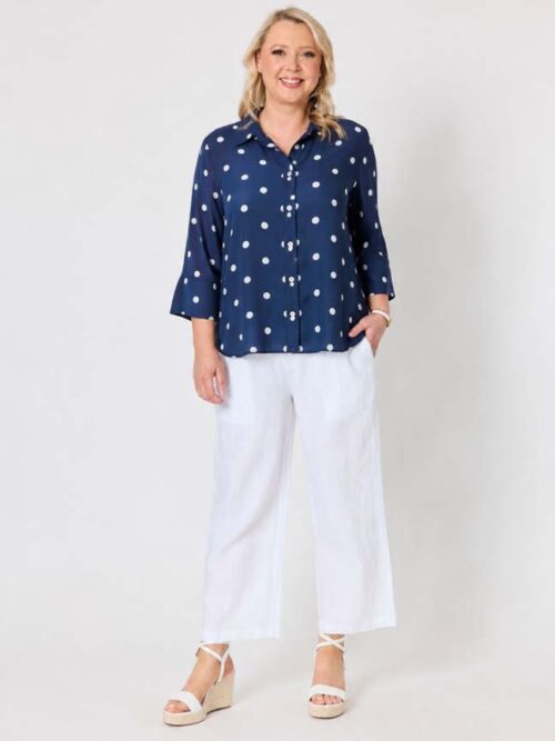 Gordon Smith Riviera Cotton Spot Shirt Navy/White 50328