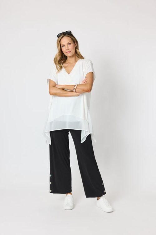 Clarity Traveller Button Hem Pants Black 50083