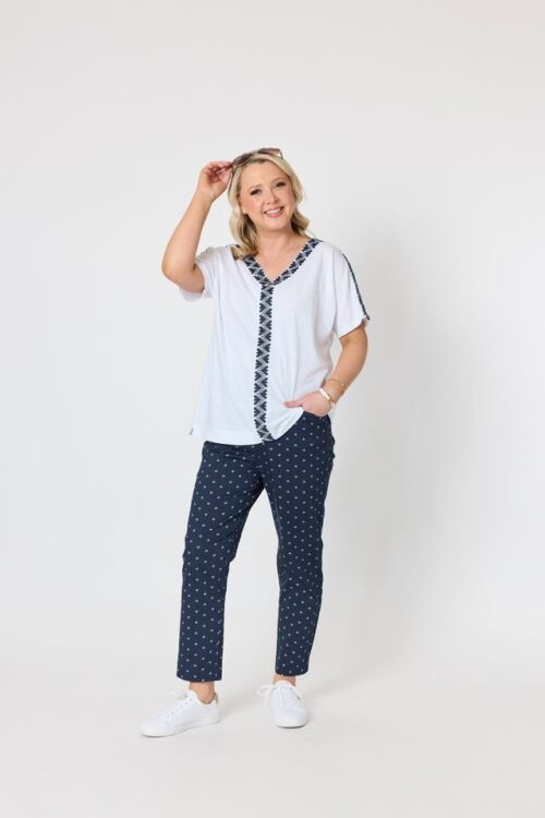 Gordon Smith Tropez Print Pant Navy/White 49475
