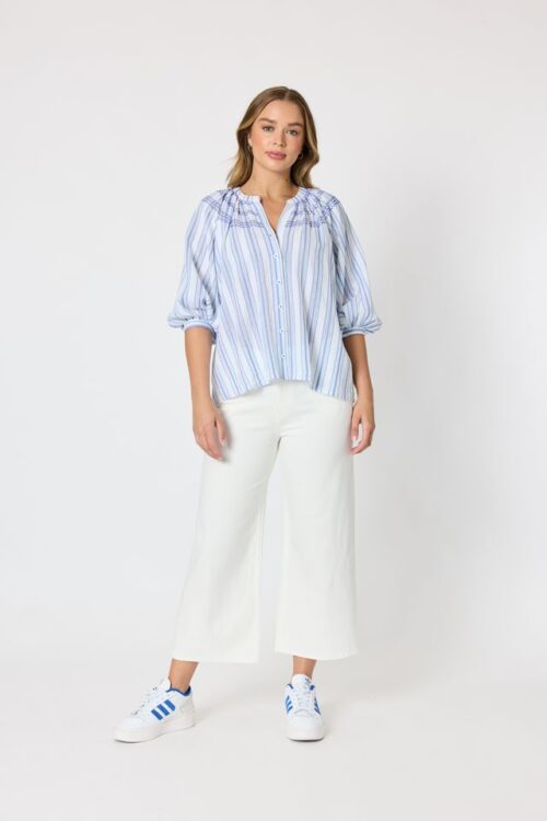 Threadz Seaside Stripe Top Blue/White 50349