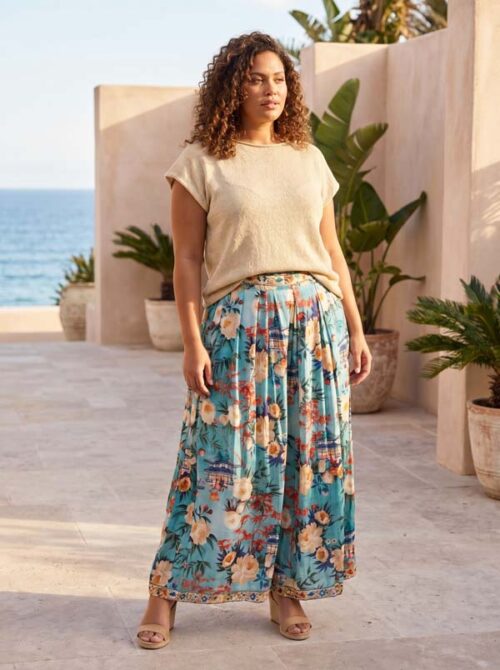 Orientique Gordes Wide Leg Pleated Pant 2707