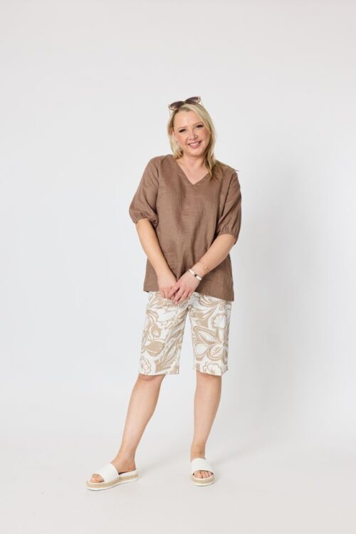 Gordon Smith Anna Linen Top Mocha 49447