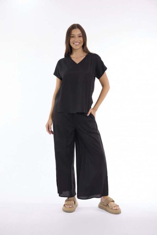Orientique Lux Top V Neckline Short Sleeve 52727BK